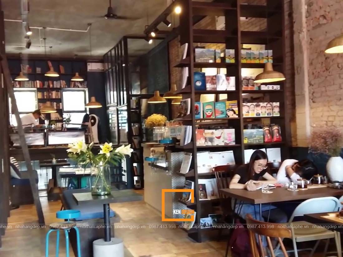 thiết kế quán cafe sách